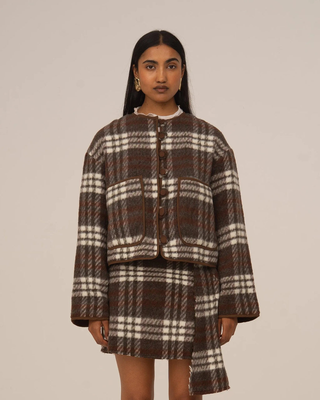 Plaid Brown Jacket by Carmen Says