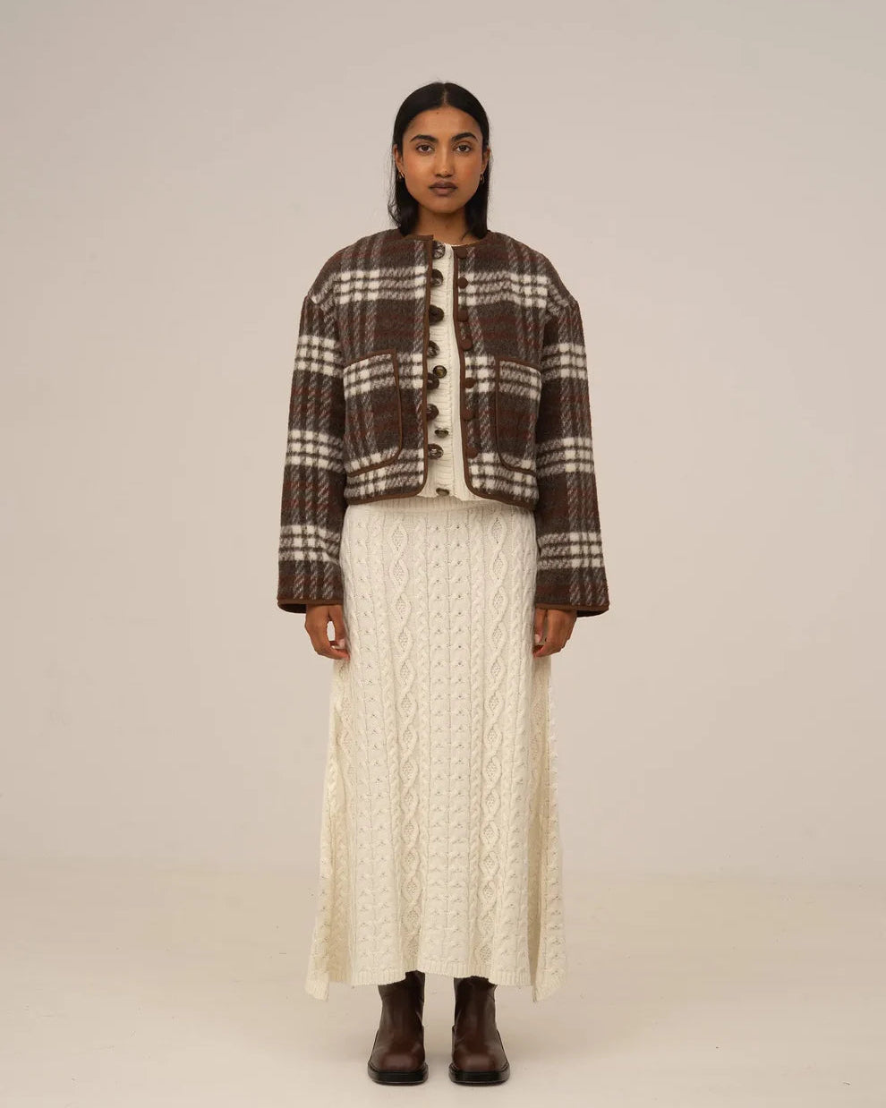 Plaid Brown Jacket by Carmen Says