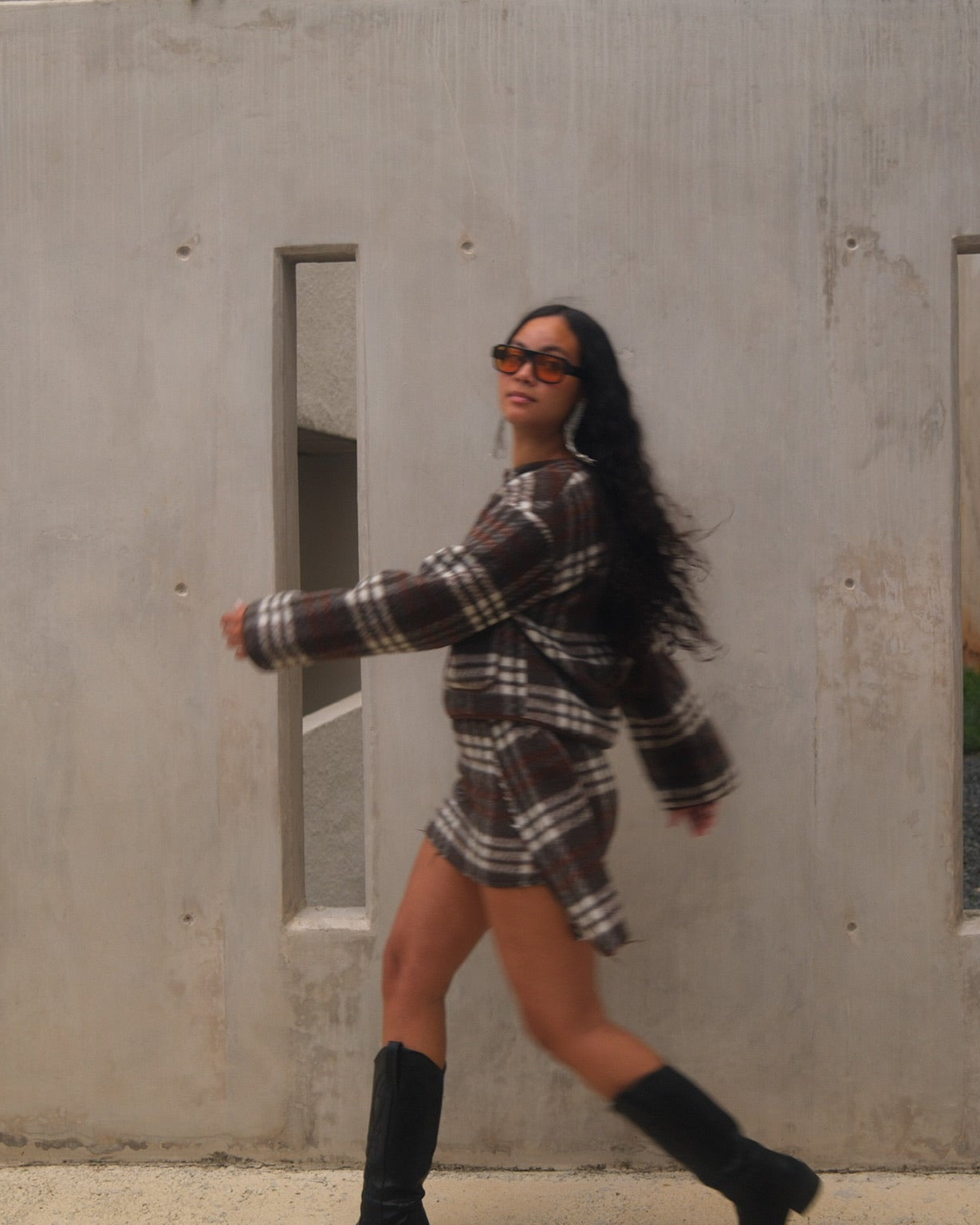 Plaid Brown Mini Skirt by Carmen Says