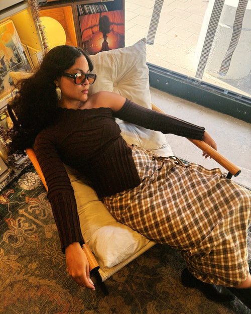 Chocolate Asymmetrical Knit Top