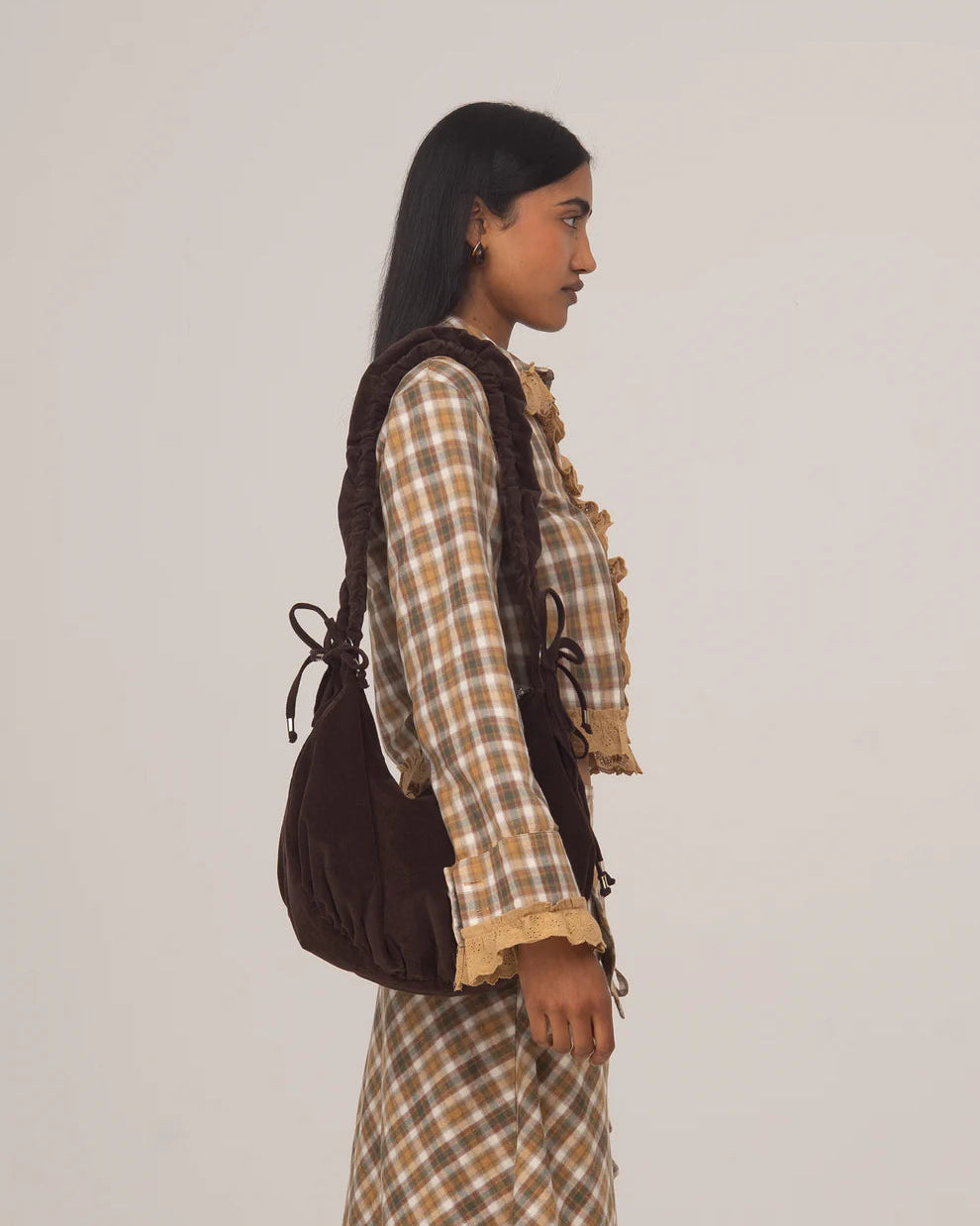 Brown Plaid Crop Shirt by Carmen Says