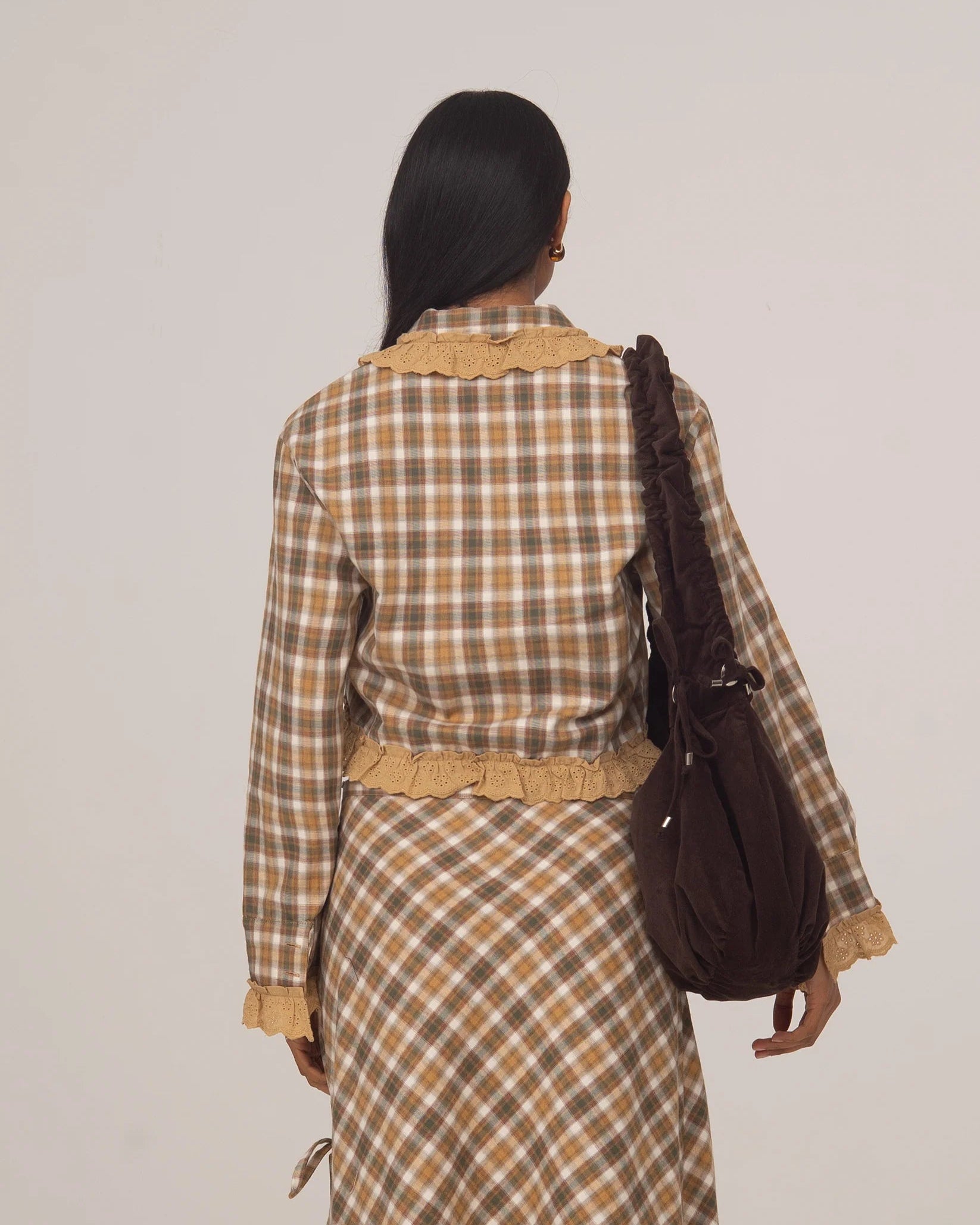Brown Plaid Crop Shirt by Carmen Says
